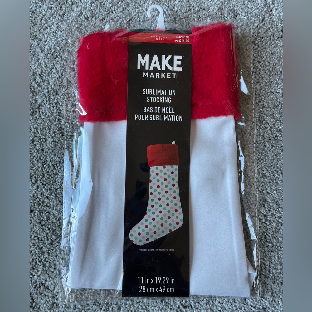 NEW Make Market Red and White Sublimation Stocking